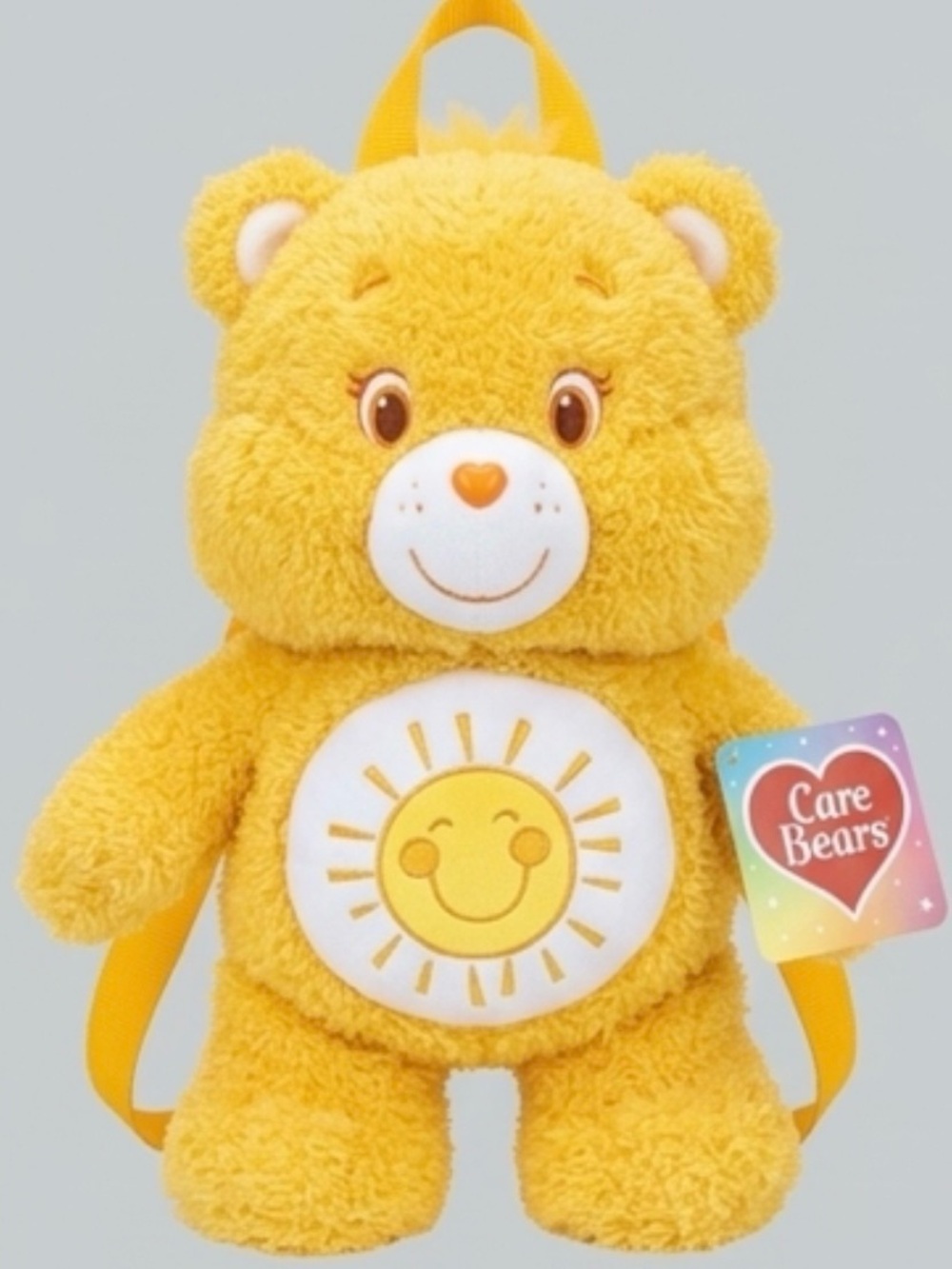 Care Bears Funshine Bear Yellow Plush Backpack 15” Mini Bag NWT Cloudco Sun Bell